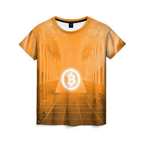 Женская футболка 3D с принтом BITCOIN в Кировске, 100% полиэфир ( синтетическое хлопкоподобное полотно) | прямой крой, круглый вырез горловины, длина до линии бедер | bitcoin | btc | coin | crypto | ethereum | money | orange | биткоин | валюта | деньги | известные | криптовалюта | логотип | монета | надписи.cash | оранжевый | цвет | цифровое золото | эфир