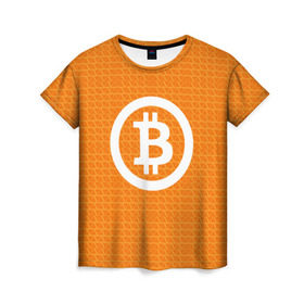 Женская футболка 3D с принтом BITCOIN в Кировске, 100% полиэфир ( синтетическое хлопкоподобное полотно) | прямой крой, круглый вырез горловины, длина до линии бедер | bitcoin | btc | coin | crypto | ethereum | money | orange | биткоин | валюта | деньги | известные | криптовалюта | логотип | монета | надписи.cash | оранжевый | цвет | цифровое золото | эфир