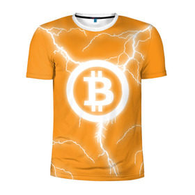 Мужская футболка 3D спортивная с принтом BITCOIN в Кировске, 100% полиэстер с улучшенными характеристиками | приталенный силуэт, круглая горловина, широкие плечи, сужается к линии бедра | bitcoin | btc | coin | crypto | ethereum | money | orange | биткоин | валюта | деньги | известные | криптовалюта | логотип | монета | надписи.cash | оранжевый | цвет | цифровое золото | эфир