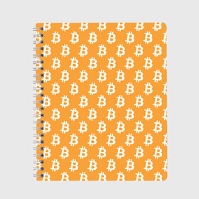 Тетрадь с принтом Bitcoin в Кировске, 100% бумага | 48 листов, плотность листов — 60 г/м2, плотность картонной обложки — 250 г/м2. Листы скреплены сбоку удобной пружинной спиралью. Уголки страниц и обложки скругленные. Цвет линий — светло-серый
 | bitcoin | биткоин | деньги