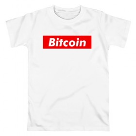 Мужская футболка хлопок с принтом Bitcoin в Кировске, 100% хлопок | прямой крой, круглый вырез горловины, длина до линии бедер, слегка спущенное плечо. | Тематика изображения на принте: bitcoin | биткоин | деньги