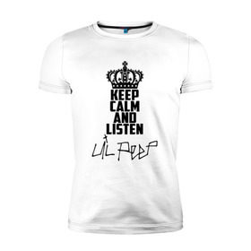 Мужская футболка премиум с принтом Keep calm and listen Lil Peep в Кировске, 92% хлопок, 8% лайкра | приталенный силуэт, круглый вырез ворота, длина до линии бедра, короткий рукав | awful things | gustav hr | lil peep | густав ор | клауд | клауд рэп | лил | певец | пип | пост эмо | реп | репер | рэп | рэпер | трэп | хип | хип хоп | хипхоп | хоп | эмо | эмо трэп