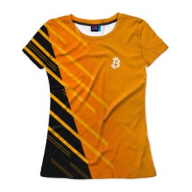 Женская футболка 3D с принтом BITCOIN в Кировске, 100% полиэфир ( синтетическое хлопкоподобное полотно) | прямой крой, круглый вырез горловины, длина до линии бедер | 