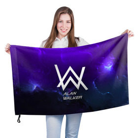 Флаг 3D с принтом Alan Walker SPACE COLLECTION в Кировске, 100% полиэстер | плотность ткани — 95 г/м2, размер — 67 х 109 см. Принт наносится с одной стороны | alan walker | club | music | абстракция | клубная музыка | космос | краски | музыка