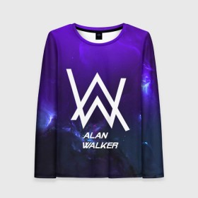 Женский лонгслив 3D с принтом Alan Walker SPACE COLLECTION в Кировске, 100% полиэстер | длинные рукава, круглый вырез горловины, полуприлегающий силуэт | alan walker | club | music | абстракция | клубная музыка | космос | краски | музыка