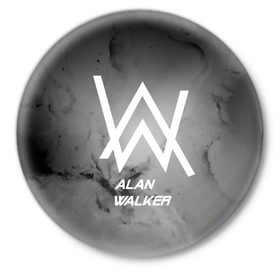 Значок с принтом ALAN WALKER в Кировске,  металл | круглая форма, металлическая застежка в виде булавки | alan walker | club | music | абстракция | клубная музыка | космос | краски | музыка