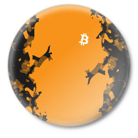 Значок с принтом BITCOIN в Кировске,  металл | круглая форма, металлическая застежка в виде булавки | bitcoin | btc | crypto | биткоин | валюта | деньги | криптовалюта | цифровое золото