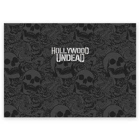 Поздравительная открытка с принтом Hollywood Undead в Кировске, 100% бумага | плотность бумаги 280 г/м2, матовая, на обратной стороне линовка и место для марки
 | Тематика изображения на принте: 