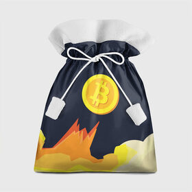 Подарочный 3D мешок с принтом BITCOIN UP в Кировске, 100% полиэстер | Размер: 29*39 см | Тематика изображения на принте: bitcoin | btc | crypto | биткоин | валюта | деньги | криптовалюта | майнер | майнинг | цифровое золото