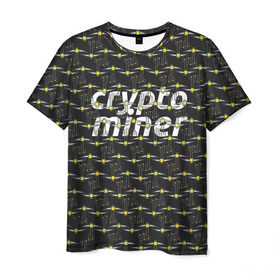 Мужская футболка 3D с принтом CRYPTO MINER в Кировске, 100% полиэфир | прямой крой, круглый вырез горловины, длина до линии бедер | bitcoin | btc | crypto | miner | mining | биткоин | валюта | деньги | криптовалюта | майнинг | цифровое золото