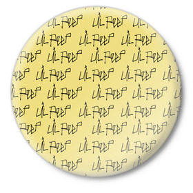 Значок с принтом LiL PEEP Pattern в Кировске,  металл | круглая форма, металлическая застежка в виде булавки | Тематика изображения на принте: band | cry baby | emo | lil peep | music | musician | rap | swag | логотип | музыка | музыкант | нытик. | рэп | сваг | эмо
