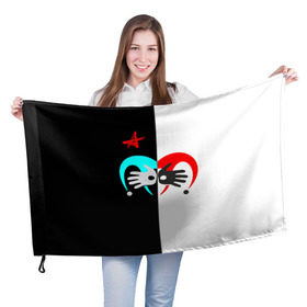 Флаг 3D с принтом Алиса в Кировске, 100% полиэстер | плотность ткани — 95 г/м2, размер — 67 х 109 см. Принт наносится с одной стороны | бэнд | метал | панк | постпанк | рок группа | ссср | хард | хеви