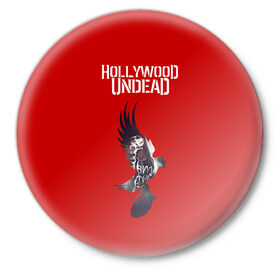 Значок с принтом Hollywood Undead в Кировске,  металл | круглая форма, металлическая застежка в виде булавки | Тематика изображения на принте: 