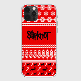 Чехол для iPhone 12 Pro с принтом Праздничный Slipknot в Кировске, силикон | область печати: задняя сторона чехла, без боковых панелей | Тематика изображения на принте: slipknot | альтернативный | грув | кори тейлор | красный | крис фен | метал | новогодний | новый год | ню | рождество | рок | слайпкнот | слипкнот | слипнот | снежинки