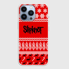 Чехол для iPhone 13 Pro с принтом Праздничный Slipknot в Кировске,  |  | Тематика изображения на принте: slipknot | альтернативный | грув | кори тейлор | красный | крис фен | метал | новогодний | новый год | ню | рождество | рок | слайпкнот | слипкнот | слипнот | снежинки