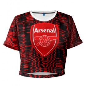 Женская футболка 3D укороченная с принтом FC Arcenal 2018 Abstract color в Кировске, 100% полиэстер | круглая горловина, длина футболки до линии талии, рукава с отворотами | 