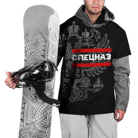 Накидка на куртку 3D с принтом Спецназ белый герб РФ в Кировске, 100% полиэстер |  | орел | черный