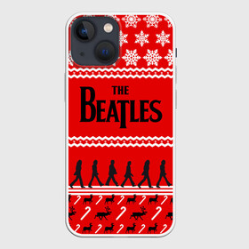 Чехол для iPhone 13 mini с принтом Праздничный The Beatles в Кировске,  |  | beatles | the beatles | бител | битлз | битлс | битлы | группа | джон леннон | джордж харрисон | жуки | знак | красный | ливерпульская четвёрка | мерсибит | надпись | новогодний | новый год | пол маккартни | поп