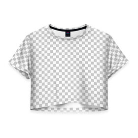 Женская футболка 3D укороченная с принтом Прозрачность в Кировске, 100% полиэстер | круглая горловина, длина футболки до линии талии, рукава с отворотами | opacity | photoshop | transparent | белый | дизайнер | квадратики | клетки | паттрен | прозрачный | серый | фотошоп
