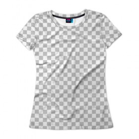 Женская футболка 3D с принтом Прозрачность в Кировске, 100% полиэфир ( синтетическое хлопкоподобное полотно) | прямой крой, круглый вырез горловины, длина до линии бедер | opacity | photoshop | transparent | белый | дизайнер | квадратики | клетки | паттрен | прозрачный | серый | фотошоп