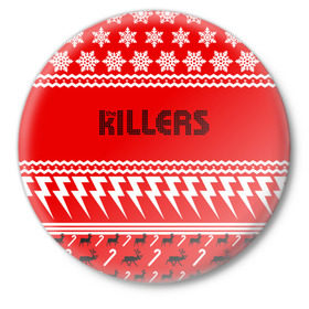 Значок с принтом Праздничный The Killers в Кировске,  металл | круглая форма, металлическая застежка в виде булавки | Тематика изображения на принте: kilers | killers | the | the killers | альтернативн | брэндон флауэрс | дэйв кенинг | зе | знак | зэ | килер | килерс | красный | марк стормер | надпись | новогодний | новый год | праздник | рождество