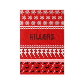 Обложка для паспорта матовая кожа с принтом Праздничный The Killers в Кировске, натуральная матовая кожа | размер 19,3 х 13,7 см; прозрачные пластиковые крепления | kilers | killers | the | the killers | альтернативн | брэндон флауэрс | дэйв кенинг | зе | знак | зэ | килер | килерс | красный | марк стормер | надпись | новогодний | новый год | праздник | рождество