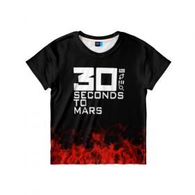 Детская футболка 3D с принтом 30 seconds to mars в Кировске, 100% гипоаллергенный полиэфир | прямой крой, круглый вырез горловины, длина до линии бедер, чуть спущенное плечо, ткань немного тянется | 30 seconds to mars | band | metal | music | rock | атрибутика | группа | метал | музыка | рок