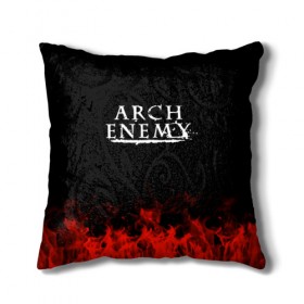 Подушка 3D с принтом Arch Enemy в Кировске, наволочка – 100% полиэстер, наполнитель – холлофайбер (легкий наполнитель, не вызывает аллергию). | состоит из подушки и наволочки. Наволочка на молнии, легко снимается для стирки | arch enemy | band | metal | music | rock | атрибутика | группа | метал | музыка | рок