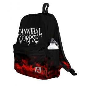 Рюкзак 3D с принтом Cannibal Corpse в Кировске, 100% полиэстер | лямки с регулируемой длиной, сверху петелька, чтобы рюкзак можно было повесить на вешалку. Основное отделение закрывается на молнию, как и внешний карман. Внутри два дополнительных кармана, один из которых закрывается на молнию. По бокам два дополнительных кармашка | band | cannibal corpse | metal | music | rock | атрибутика | группа | метал | музыка | рок