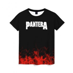 Женская футболка 3D с принтом Pantera в Кировске, 100% полиэфир ( синтетическое хлопкоподобное полотно) | прямой крой, круглый вырез горловины, длина до линии бедер | band | metal | music | pantera | rock | атрибутика | группа | метал | музыка | рок