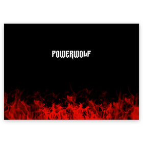 Поздравительная открытка с принтом Powerwolf в Кировске, 100% бумага | плотность бумаги 280 г/м2, матовая, на обратной стороне линовка и место для марки
 | Тематика изображения на принте: band | metal | music | powerwolf | rock | атрибутика | группа | метал | музыка | рок