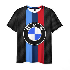 Мужская футболка 3D с принтом BMW Motorsport Carbon в Кировске, 100% полиэфир | прямой крой, круглый вырез горловины, длина до линии бедер | bmw | bmw motorsport | bmw performance | carbon | m | motorsport | performance | sport | бмв | карбон | моторспорт | спорт