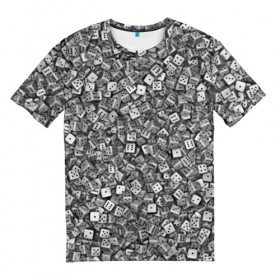 Мужская футболка 3D с принтом Игральные кубики в Кировске, 100% полиэфир | прямой крой, круглый вырез горловины, длина до линии бедер | dice | азарт | игра | казино | кости | куб | кубик | настолки | настольные | паттерн | рандом | удача