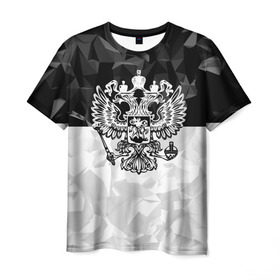 Мужская футболка 3D с принтом RUSSIA - Black Collection в Кировске, 100% полиэфир | прямой крой, круглый вырез горловины, длина до линии бедер | russia | герб | двуглавый орел | патриот | россия