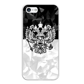 Чехол для iPhone 5/5S матовый с принтом RUSSIA - Black Collection в Кировске, Силикон | Область печати: задняя сторона чехла, без боковых панелей | russia | герб | двуглавый орел | патриот | россия