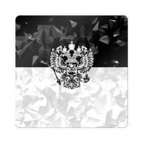 Магнит виниловый Квадрат с принтом RUSSIA - Black Collection в Кировске, полимерный материал с магнитным слоем | размер 9*9 см, закругленные углы | russia | герб | двуглавый орел | патриот | россия
