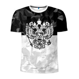 Мужская футболка 3D спортивная с принтом RUSSIA - Black Collection в Кировске, 100% полиэстер с улучшенными характеристиками | приталенный силуэт, круглая горловина, широкие плечи, сужается к линии бедра | russia | герб | двуглавый орел | патриот | россия