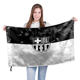 Флаг 3D с принтом FC Barca Black Collection в Кировске, 100% полиэстер | плотность ткани — 95 г/м2, размер — 67 х 109 см. Принт наносится с одной стороны | fc barcelona | fcb | барселона | спорт | спортивные | футбол | футбольный клуб