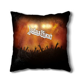 Подушка 3D с принтом Judas Priest в Кировске, наволочка – 100% полиэстер, наполнитель – холлофайбер (легкий наполнитель, не вызывает аллергию). | состоит из подушки и наволочки. Наволочка на молнии, легко снимается для стирки | Тематика изображения на принте: band | judas priest | metal | music | rock | атрибутика | метал | музыка | рок