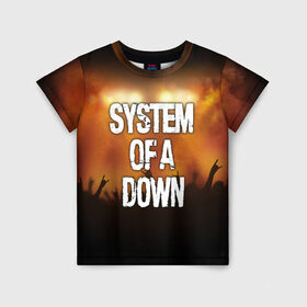 Детская футболка 3D с принтом System of a Down в Кировске, 100% гипоаллергенный полиэфир | прямой крой, круглый вырез горловины, длина до линии бедер, чуть спущенное плечо, ткань немного тянется | 
