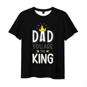 Мужская футболка 3D с принтом Папа король в Кировске, 100% полиэфир | прямой крой, круглый вырез горловины, длина до линии бедер | корона | любимый | отец | папа | подарок | популярный | прикольный | сюрприз | усы