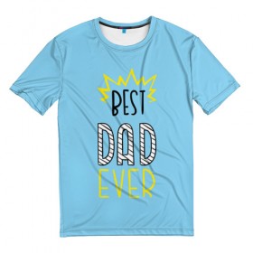 Мужская футболка 3D с принтом Лучший папа в Кировске, 100% полиэфир | прямой крой, круглый вырез горловины, длина до линии бедер | любимый | отец | папа | подарок | популярный | прикольный | сюрприз | усы