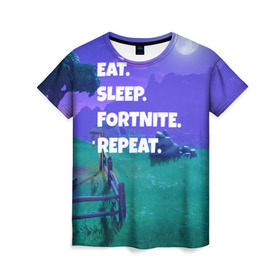 Женская футболка 3D с принтом Fortnite Repeat в Кировске, 100% полиэфир ( синтетическое хлопкоподобное полотно) | прямой крой, круглый вырез горловины, длина до линии бедер | battle royale | fortnite | батл роял | фортнайт