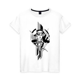 Женская футболка хлопок с принтом Молодой Маяковский в Кировске, 100% хлопок | прямой крой, круглый вырез горловины, длина до линии бедер, слегка спущенное плечо | авангард | геометрия | портрет | поэт