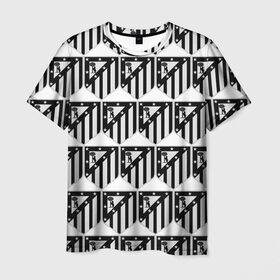 Мужская футболка 3D с принтом Atletico Madrid Black&White в Кировске, 100% полиэфир | прямой крой, круглый вырез горловины, длина до линии бедер | атлетико мадрид | эмблема