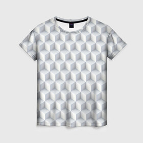 Женская футболка 3D с принтом 3D Кубы в Кировске, 100% полиэфир ( синтетическое хлопкоподобное полотно) | прямой крой, круглый вырез горловины, длина до линии бедер | 3д | иллюзия | куб | кубы | паттерн | текстура | узор