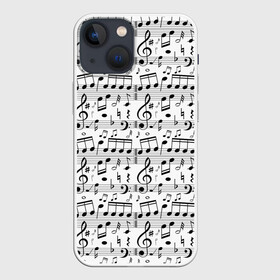 Чехол для iPhone 13 mini с принтом Нотный стан в Кировске,  |  | бемоль | диез | до | ля | ми | ноты | октава | паттерн | ре | си | скрипичный ключ | соль | фа