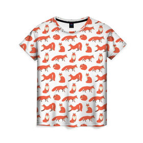 Женская футболка 3D с принтом Рыжий паттер в Кировске, 100% полиэфир ( синтетическое хлопкоподобное полотно) | прямой крой, круглый вырез горловины, длина до линии бедер | лис | лиса | лисица | лисичка | лисы | паттерн | рыжая