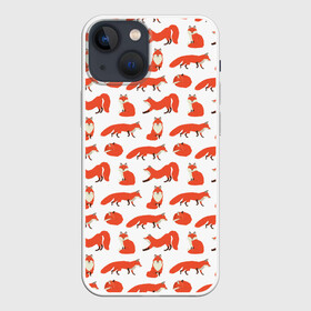 Чехол для iPhone 13 mini с принтом Рыжий паттер в Кировске,  |  | Тематика изображения на принте: лис | лиса | лисица | лисичка | лисы | паттерн | рыжая