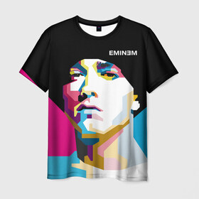 Мужская футболка 3D с принтом Eminem в Кировске, 100% полиэфир | прямой крой, круглый вырез горловины, длина до линии бедер | actor | american | art | bright | colors | composer | eminem | music | pop | producer | rap | rapper | record | актёр | американский | арт | искусство | композитор | музыка | музыкальный продюсер | поп | рэп | рэпер | цвета | яркие
